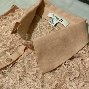 Pinky Nude Lace Button up